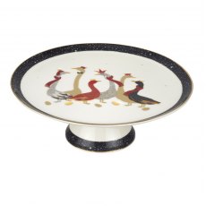 Sara Miller Geese Christmas Footed Cake Plate