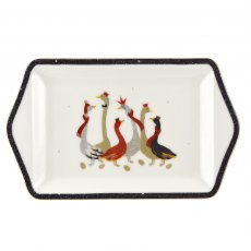 Sara Miller Geese Christmas Dessert Tray