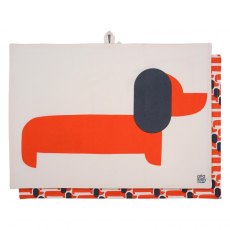 Orla Kiely Tea  Towel S/2 Dachshund Persimmon