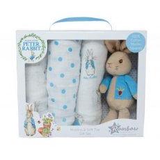 Peter Rabbit Soft Toy & Muslin Gift Set