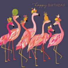 Sara Miller Happy Birthday Greetings Card - Flamingos