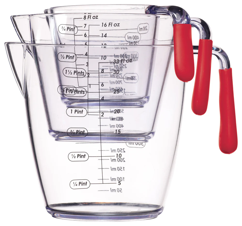 Colourworks Brights 3 Piece Red Acrylic Measuring Jug Set