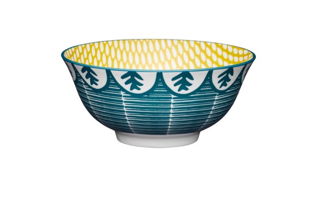 KitchenCraft Leafy Green Print Ceramic Bowl