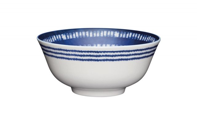KitchenCraft Blue and White Greek-Style Ceramic Bowl