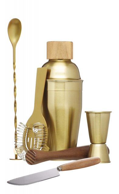 Kitchen Craft Barcraft 6pc Brass Finish Cocktail Set