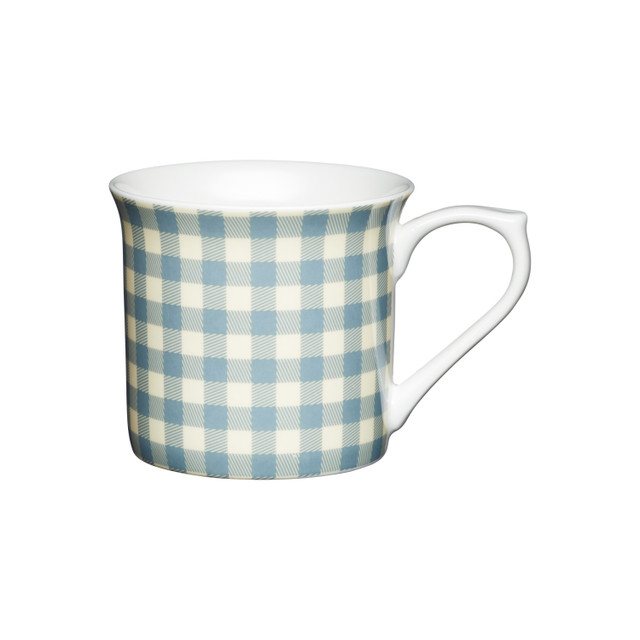 Kitchen Craft Blue Gingham Fluted Mug