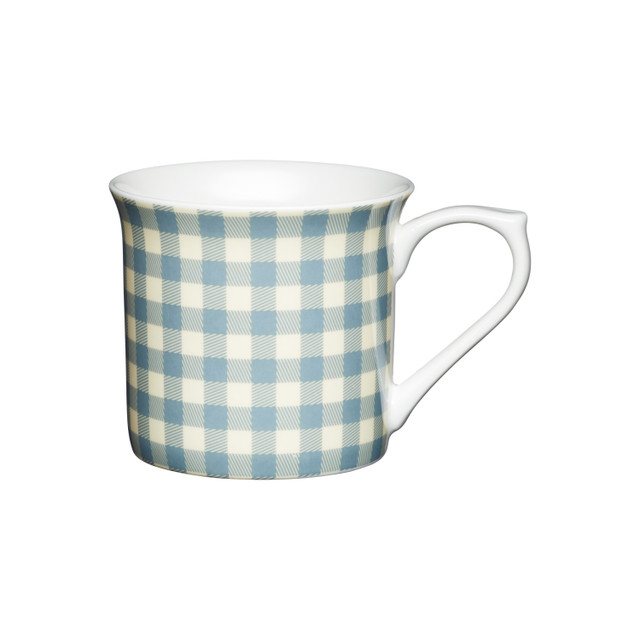 KitchenCraft Blue Gingham Fluted Mug