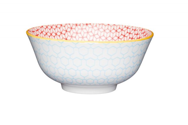 KitchenCraft Geometric Blue Ceramic Bowl
