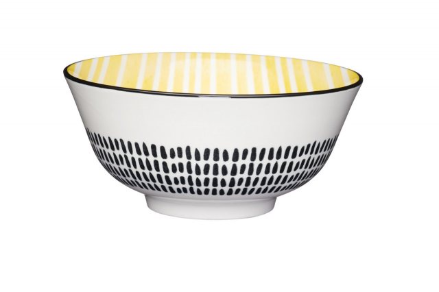 KitchenCraft Moroccan Style Yellow Stripe Ceramic Bowl