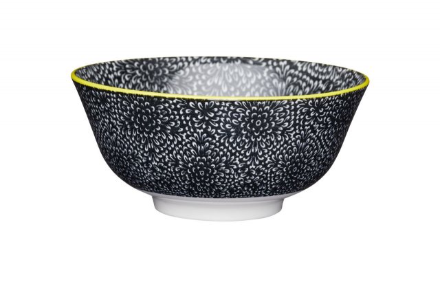 KitchenCraft Black and White Floral Ceramic Bowls