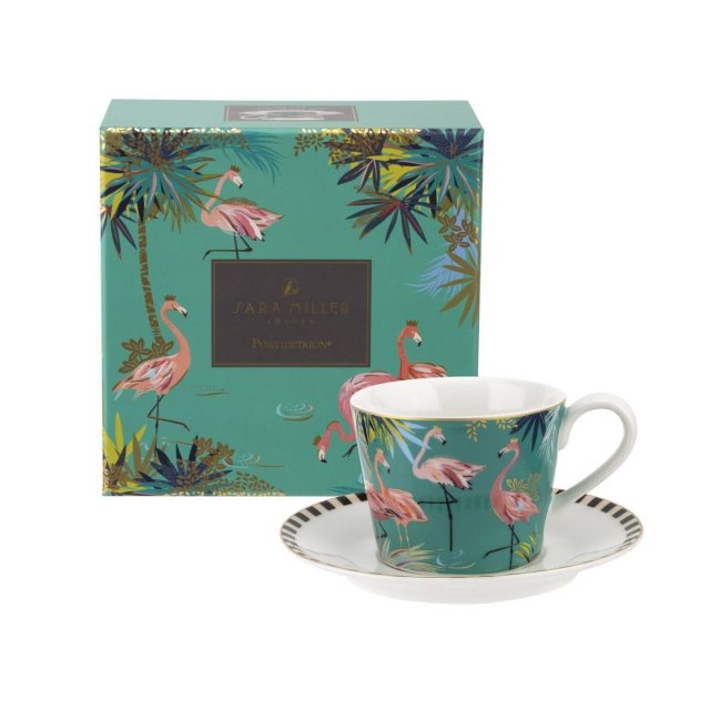 Sara Miller London Sara Miller Tahiti Teacup & Saucer Flamingo