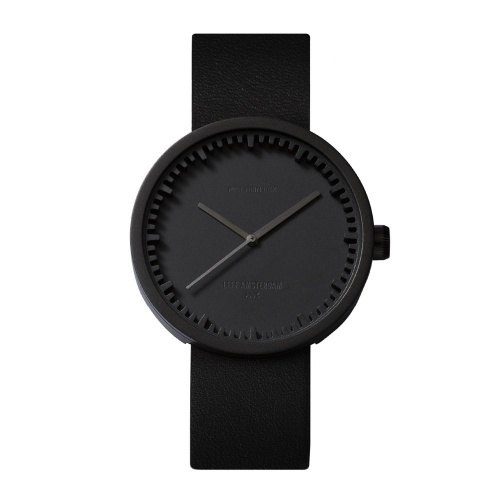 Leff Amsterdam Tube Watch D42 Black with Black Leather Strap