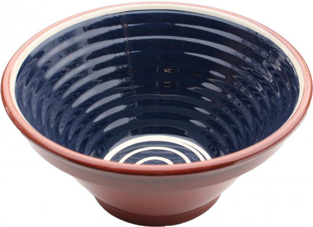 Swirly Ribbed Bowl Blue & Cream