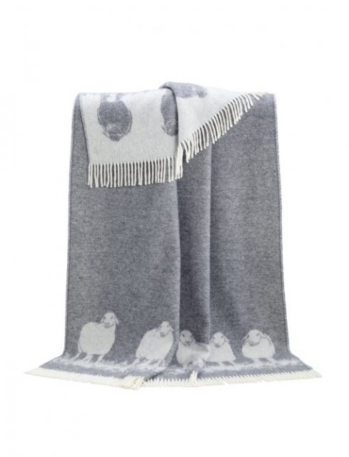 Portmeirion Piazza Herringbone Merino Wool Throw - Aqua