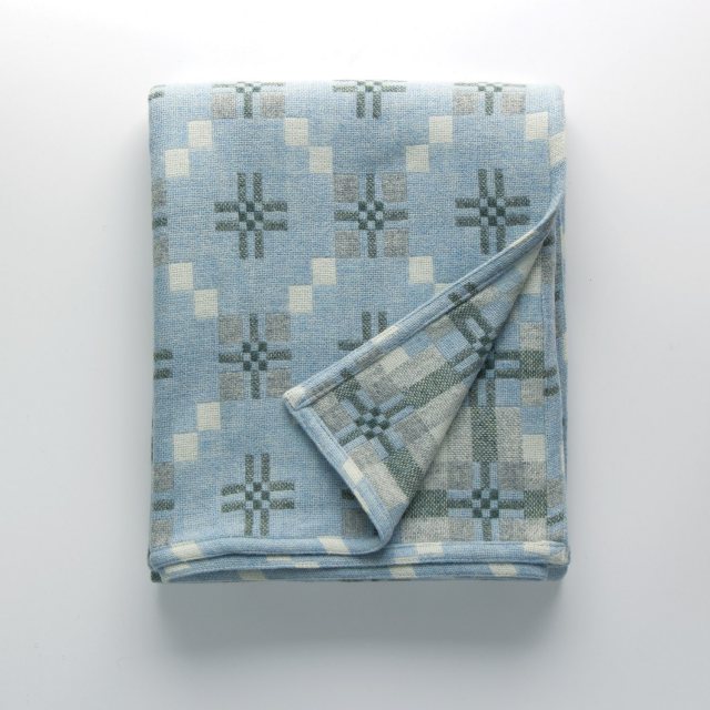 Melin Tregwynt Weaver Green Maxime Blue Canvas Cushion 45x45cm