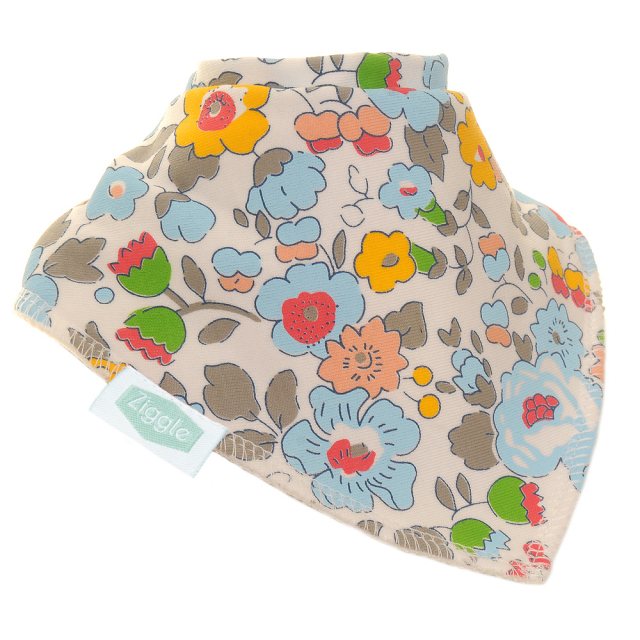 Ziggle Ziggle Blue & Grey Flowers Dribble Bib