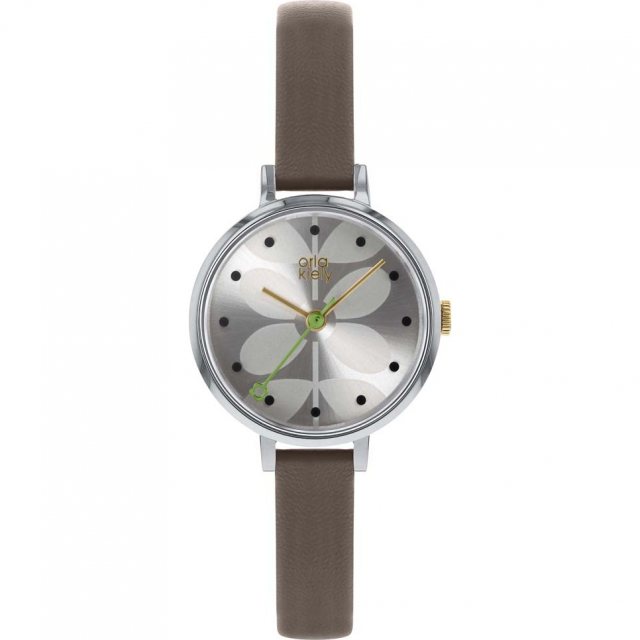 Orla Kiely Orla Kiely Ivy Mesh Watch  With Slim Brown Strap