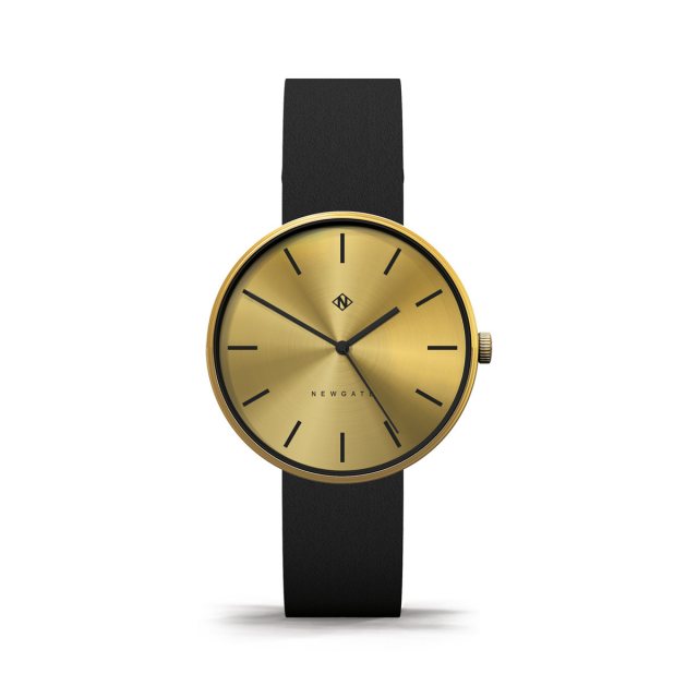 Newgate Leff Amsterdam Tube Watch D38 Brass with Black Leather Strap