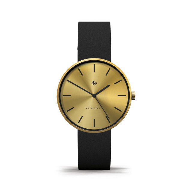 Newgate Leff Amsterdam Tube Watch D38 Black with Black Leather Strap