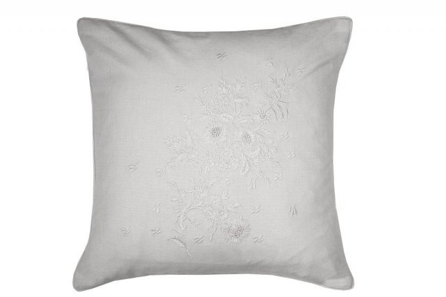 Cabbages & Roses Cabbages & Roses Floral Embroidery Feather Filled Cushion White