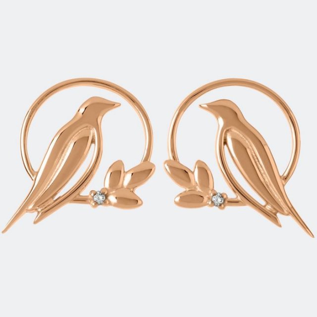 Sara Miller London Sara Miller Bird Charm Earrings Rose Gold