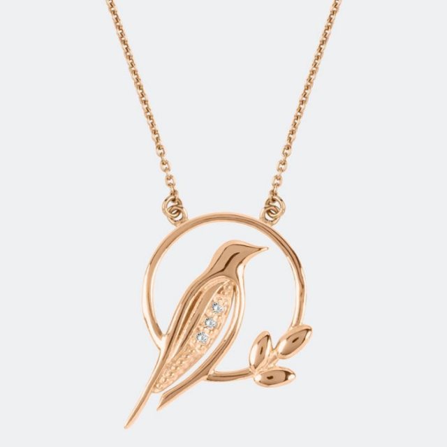 Sara Miller London Sara Miller Bird Charm Earrings Rose Gold