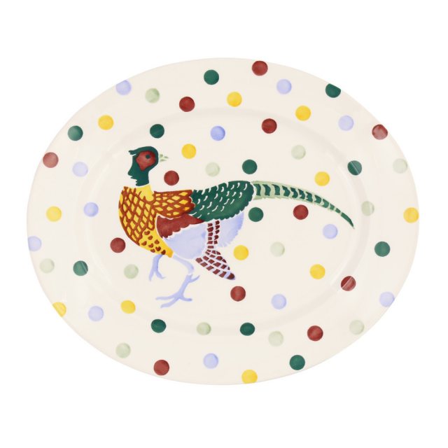 Emma Bridgewater Polka Dot Pheasant Medium Oval Platter