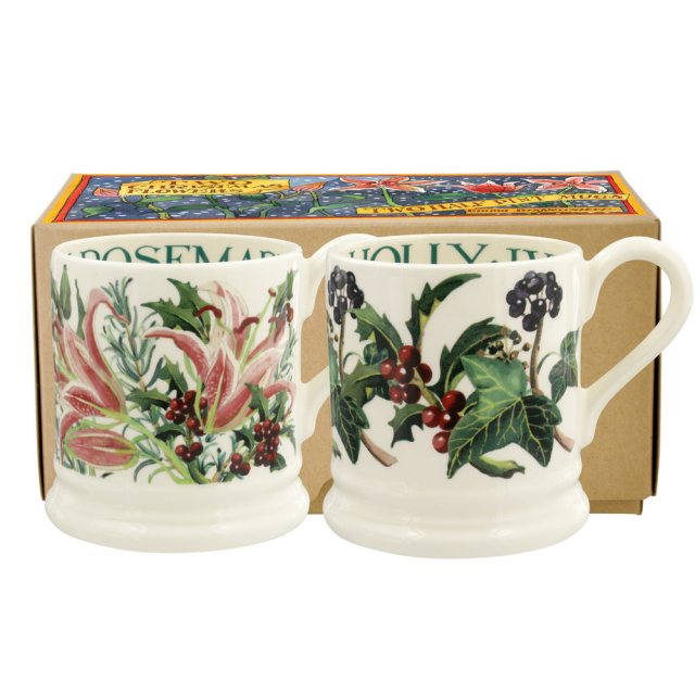 Emma Bridgewater Winter Flowers Set of 2 Half Pint Mugs