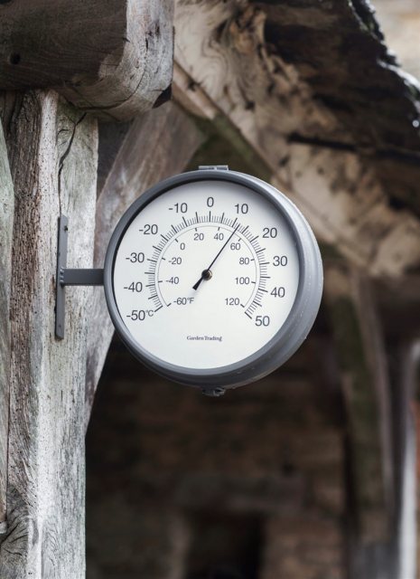 double sided garden clock and thermometer