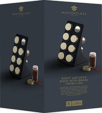 MasterClass MasterClass Eight Jar Spice Rack With Mattt Black & Brass