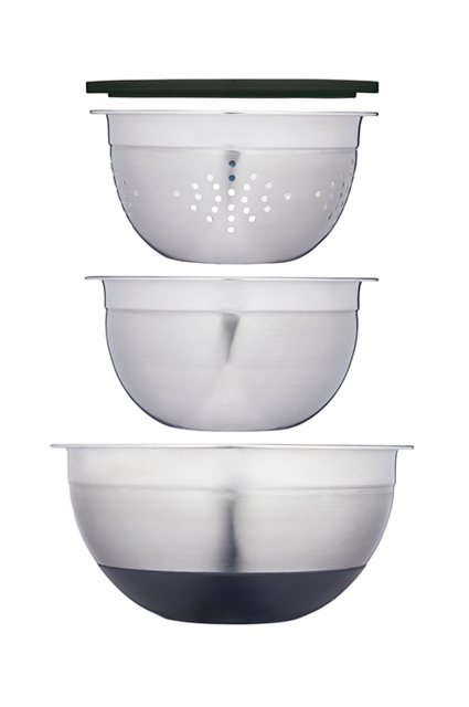 MasterClass Smart Space Stainless Steel Three Piece Bowl Set with Colander