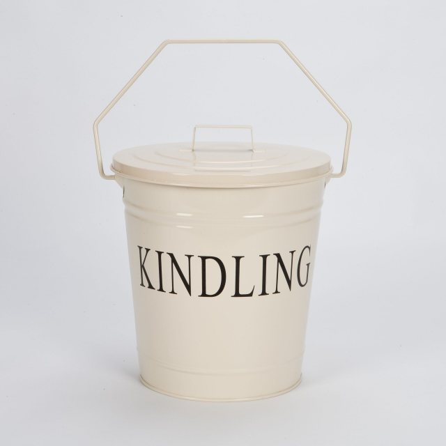 Inglenook Cream Kindling Bucket with Lid
