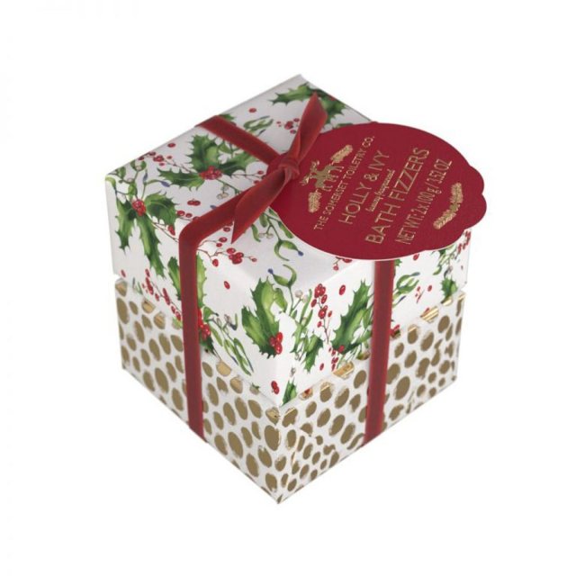 The Somerset Toiletry Company Winter Gold Bath Fizzer Set Holly & Ivy