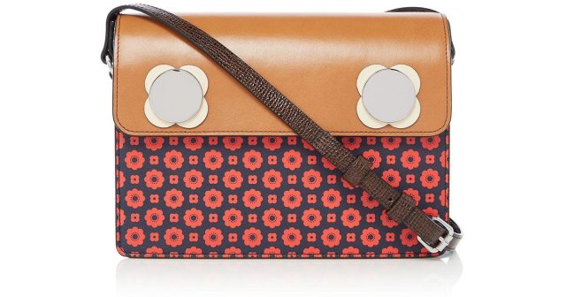 Orla Kiely Flower Foulard Large Sweet Pea Bag Navy & Red