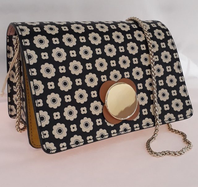 Orla Kiely Flower Foulard Mini Sweet Pea Bag Black & Cream