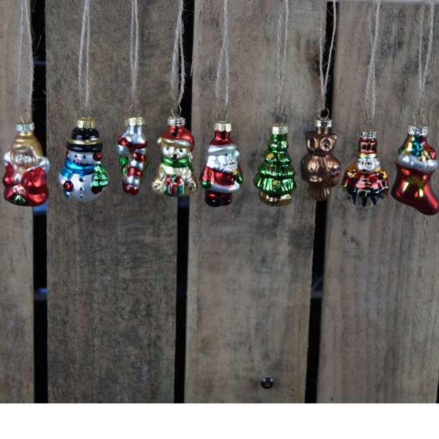 Box of 15 Hanging Glass Christmas Ornaments