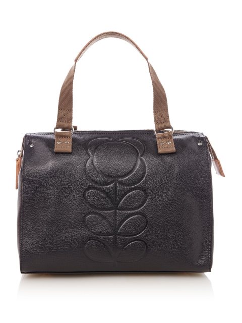 Orla Kiely Aswood Leather Wash Bag Brown Liam