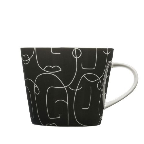 Scion Living Wide Mug Nautical Wavy Lines Grey