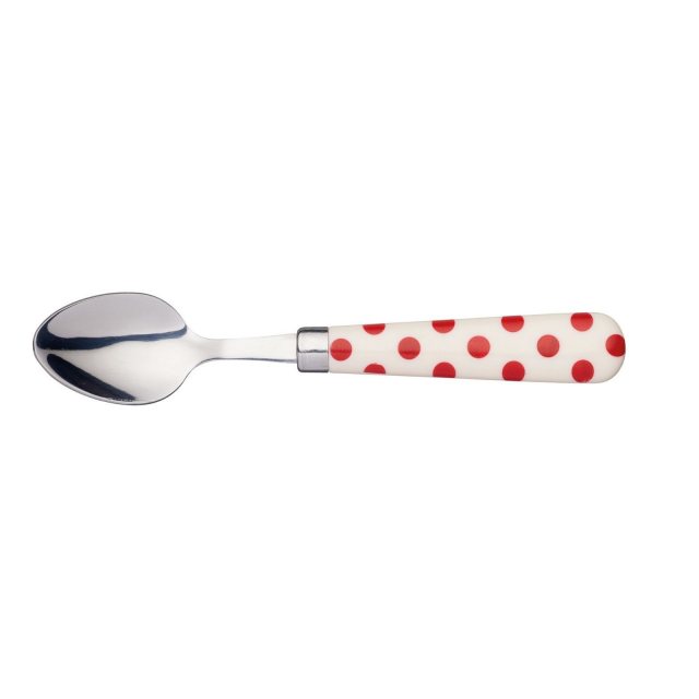 KitchenCraft Stainless Steel Red Polka Dot Patterned Tea Spoon