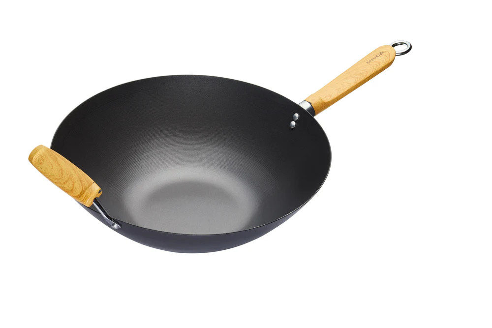 KitchenCraft Oriental Carbon Steel Wok 35cm Non Stick