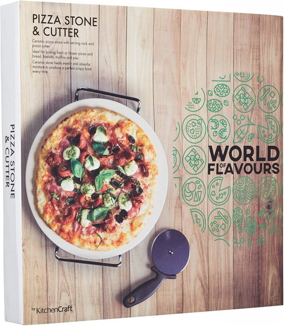 World Of Flavour Round Pizza Stone Set