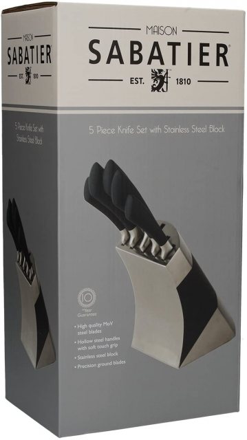 Sabatier 5pc Knife Set With Stainless Steel Block