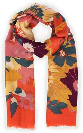 Modern Floral Print Scarf Tangerine