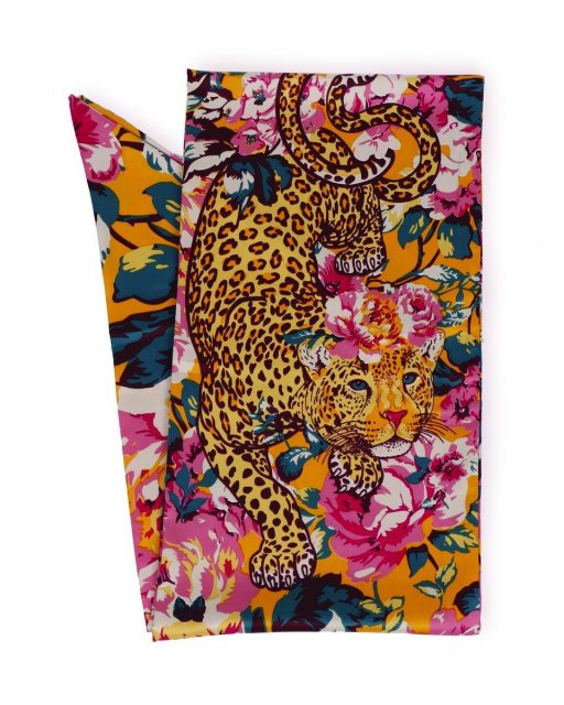 Leopard Floral Satin Neck Scarf