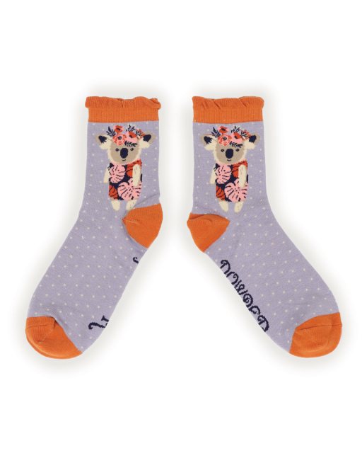 Floral Koala Ankle Socks