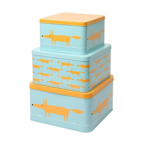 Scion Living Mr Fox Set of 3 Square Cake Tins Blue