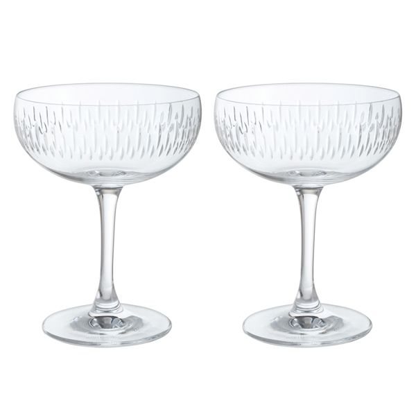 Dartington Crystal Limelight Mitre Champagne Saucers Pair