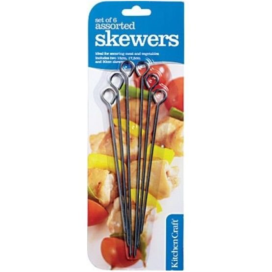 KitchenCraft Pack of Six Assorted Sized Skewers