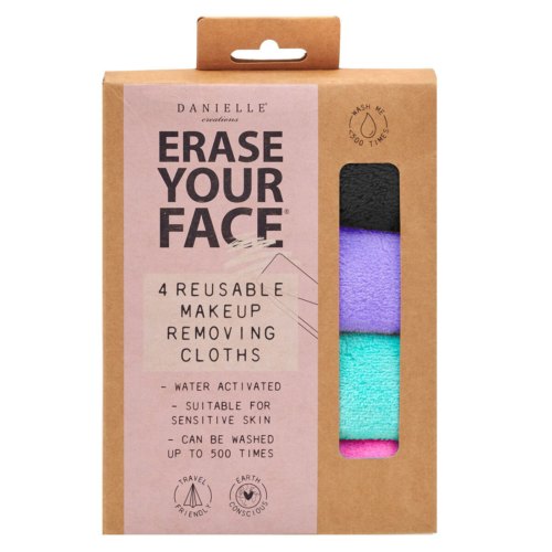 Danielle Creations Erase Your Face Make Up Removing Cloths - 4 Pack Brights