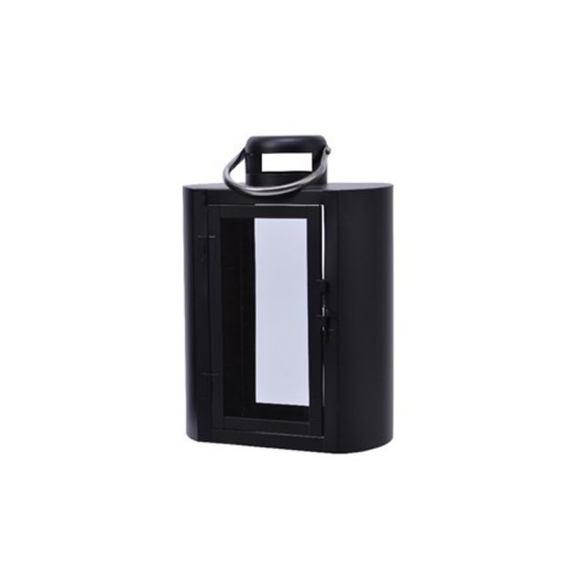 Oval Iron Lantern With Handle Black Small
